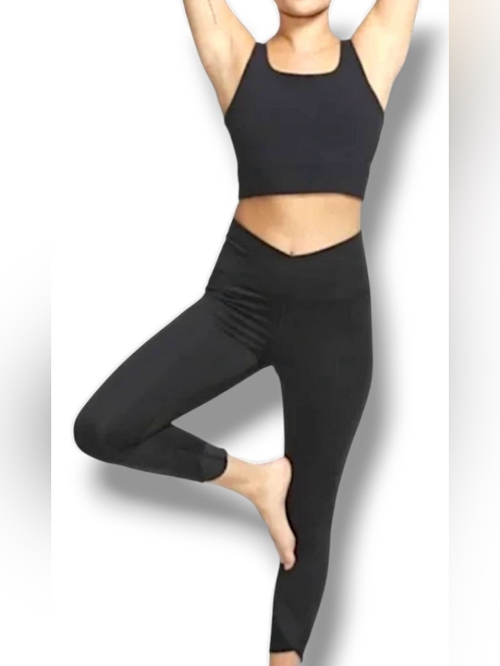 Nike Dri-Fit Yoga Wrap Crossover V Front 7/8 Leggings In Black Size XS